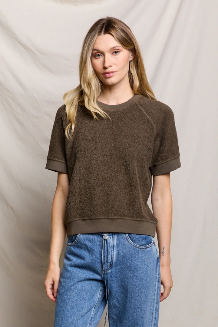 Perfectwhitetee Ziggy Short Sleeved Sweatshirt - Dark Olive