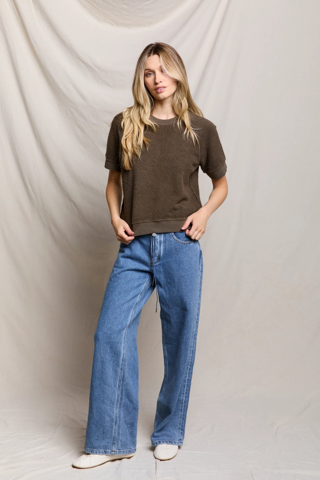 Perfectwhitetee Ziggy Short Sleeved Sweatshirt - Dark Olive