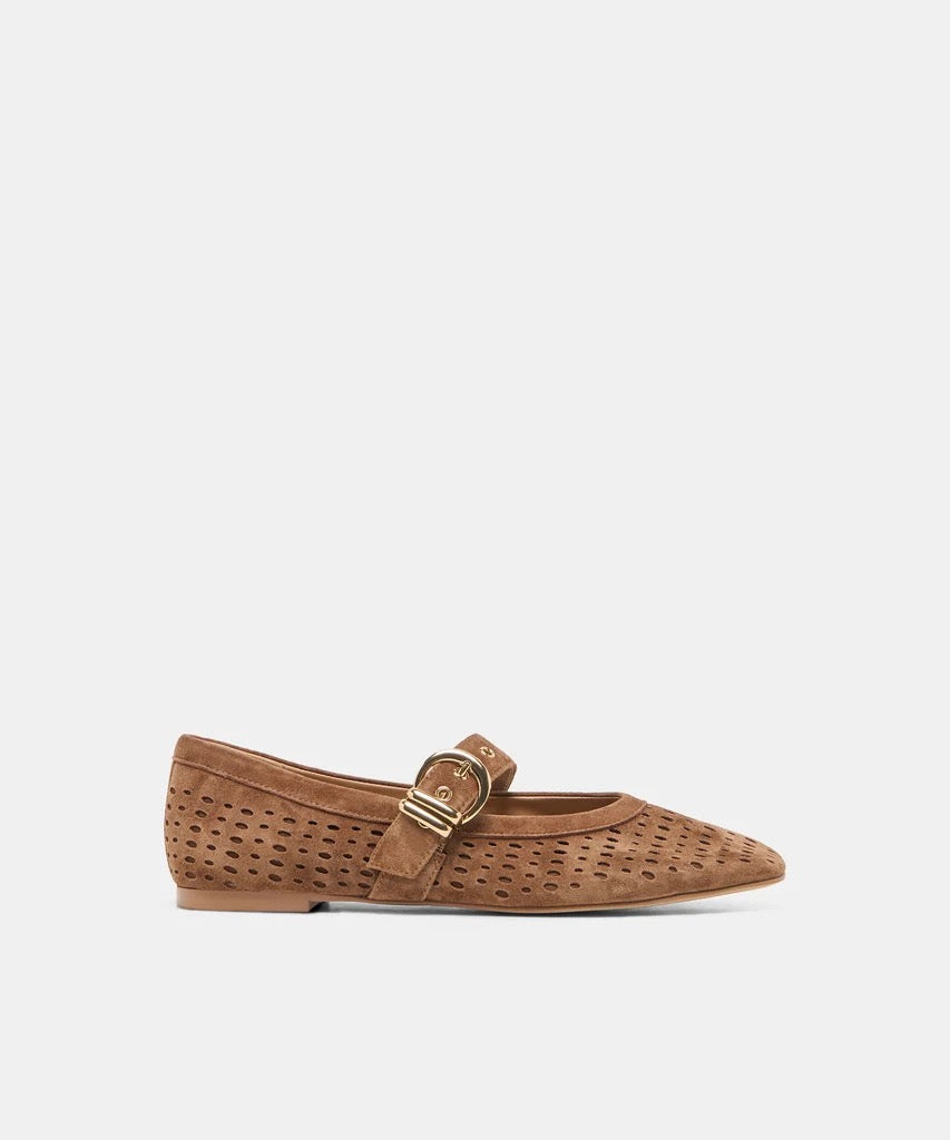 Dolce Vita Mikela Perforated Suede Ballett Flats - Cocoa
