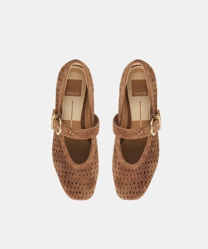 Dolce Vita Mikela Perforated Suede Ballett Flats - Cocoa