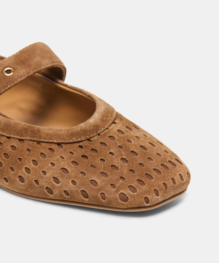 Dolce Vita Mikela Perforated Suede Ballett Flats - Cocoa