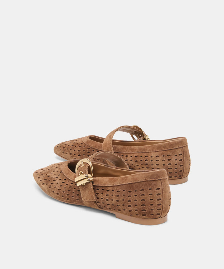 Dolce Vita Mikela Perforated Suede Ballett Flats - Cocoa