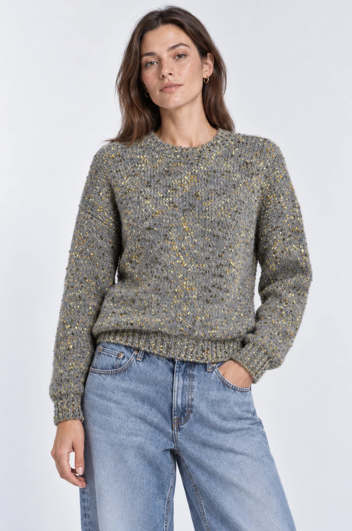 Minnie Rose Boxy Long Sleeve Crew Neck - Grey Shadow