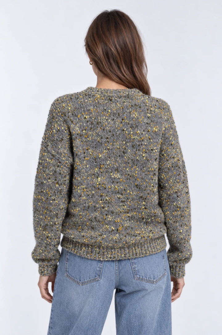 Minnie Rose Boxy Long Sleeve Crew Neck - Grey Shadow