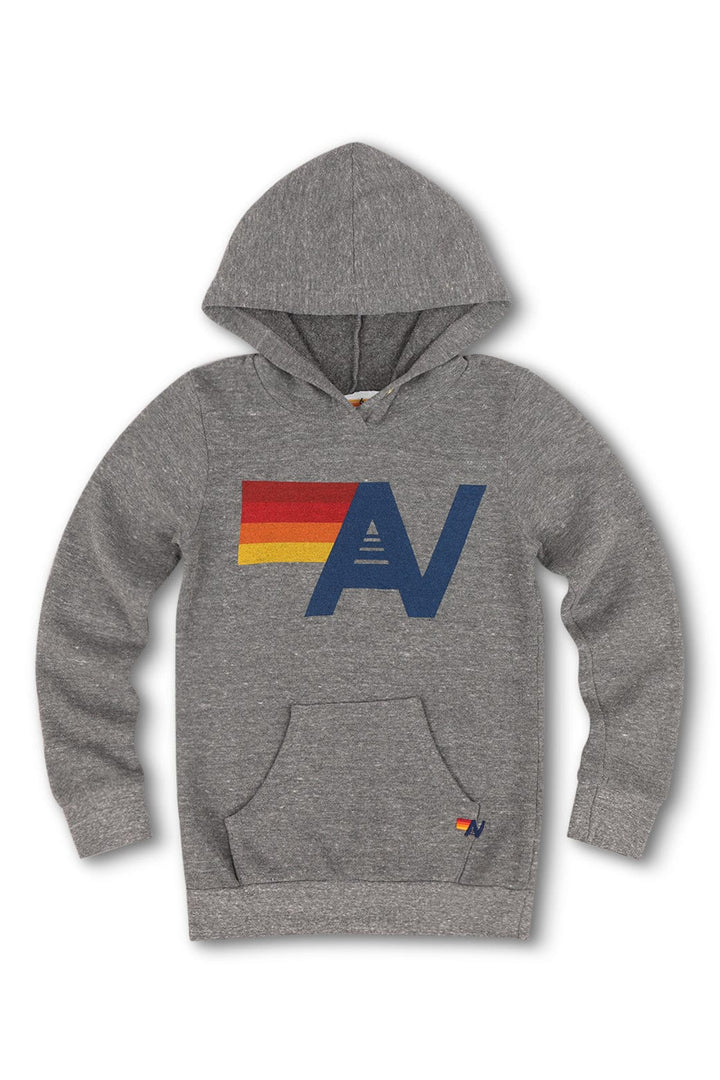 Aviator Nation Logo Stitch Kids Pullover Hoodie Heather Grey