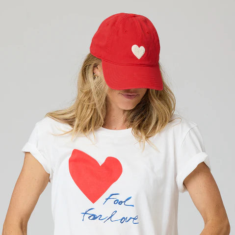 Kerri Rosenthal Imperfect Chenille Heart Hat Red