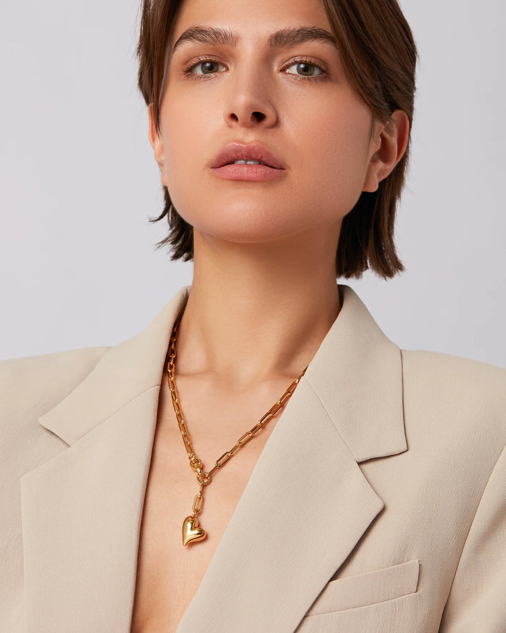 Jenny Bird Puffy Heart Necklace- Gold