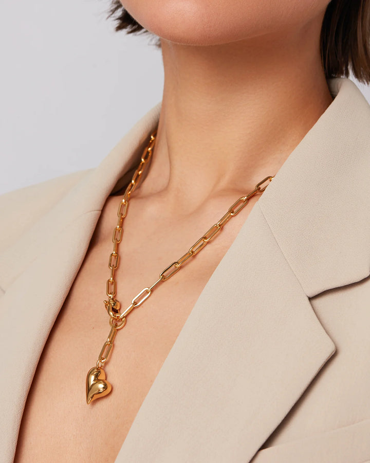 Jenny Bird Puffy Heart Necklace- Gold