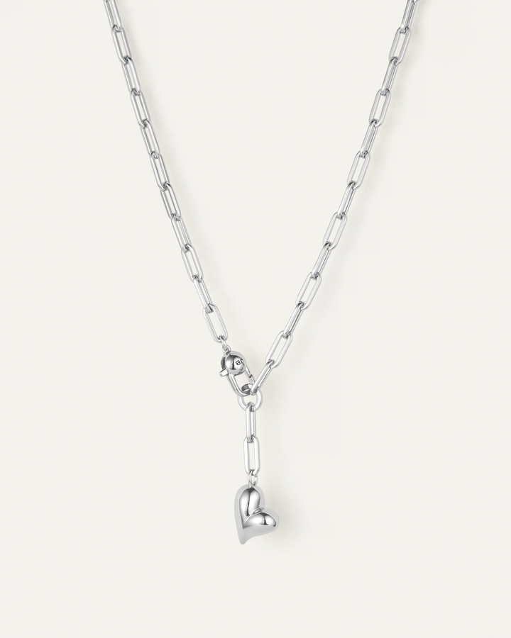 Jenny Bird Puffy Heart Necklace- Silver