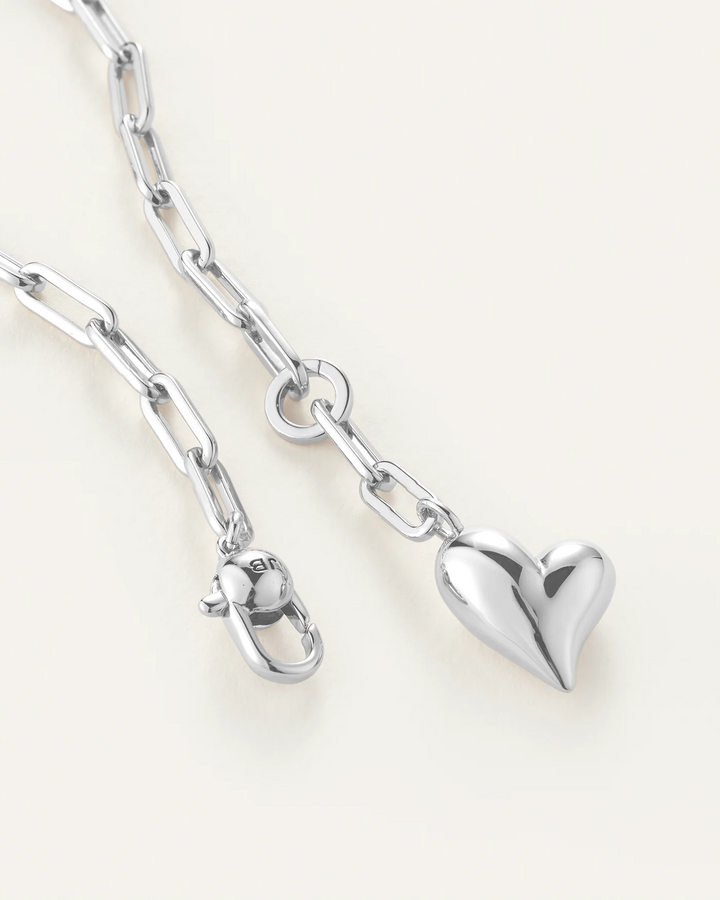 Jenny Bird Puffy Heart Necklace- Silver