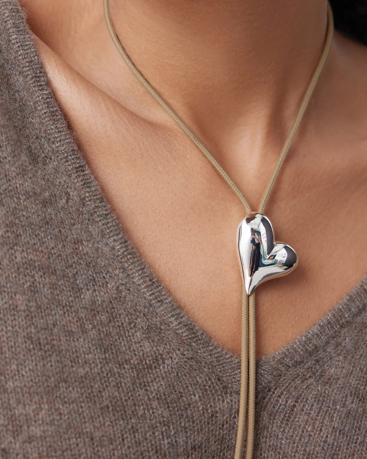 Jenny Bird Art Heart Bolo Tie Silver