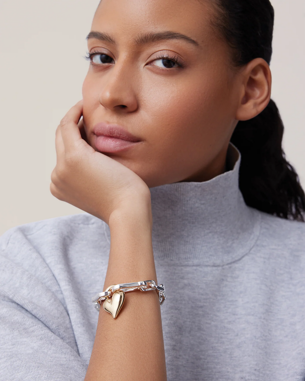 Jenny Bird Two Tone Padlock Heart Chain Bracelet - EQUATION 