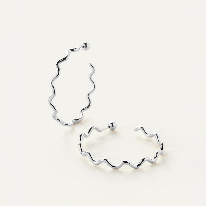 Jenny Bird Squiggle Hoops - Silver