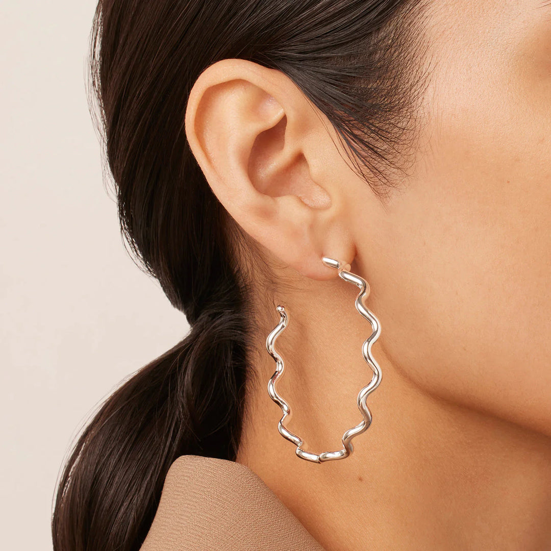 Jenny Bird Squiggle Hoops - Silver