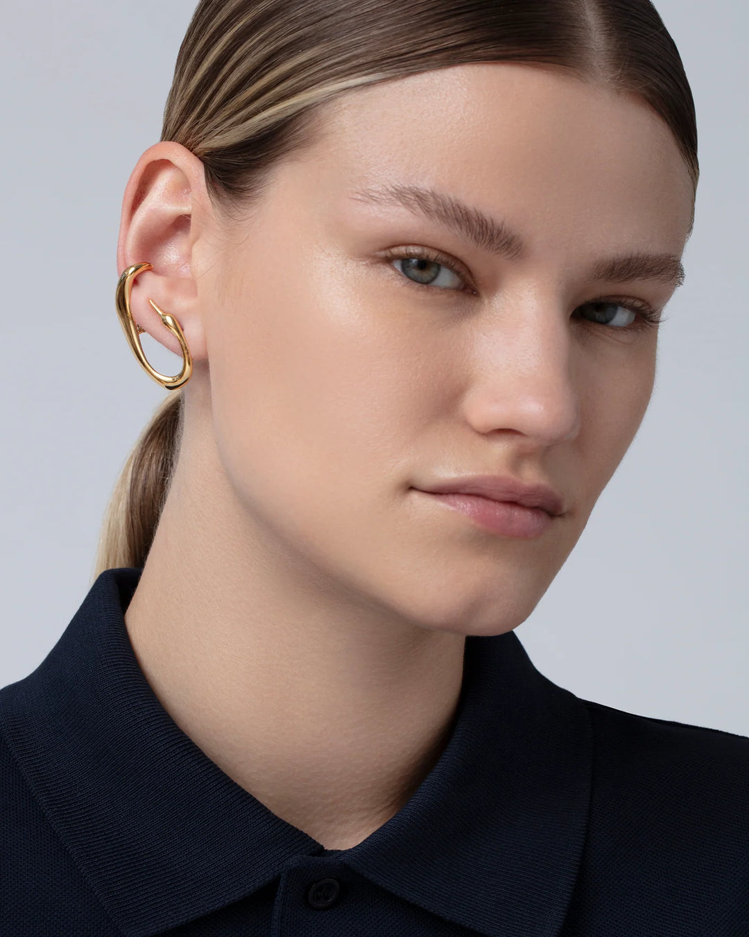 Jenny Bird Egret Climber Earrings Gold