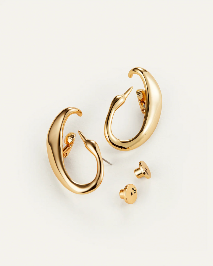 Jenny Bird Egret Climber Earrings Gold