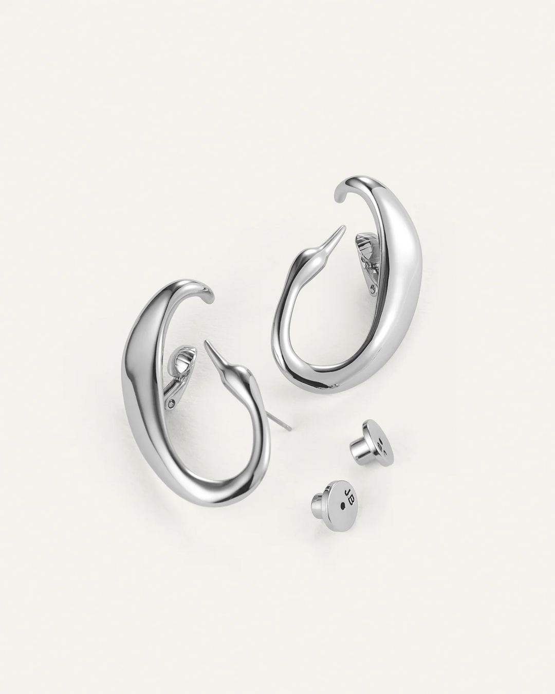 Jenny Bird Egret Climber Earrings Silver