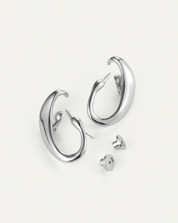 Jenny Bird Egret Climber Earrings Silver