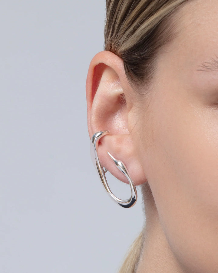 Jenny Bird Egret Climber Earrings Silver