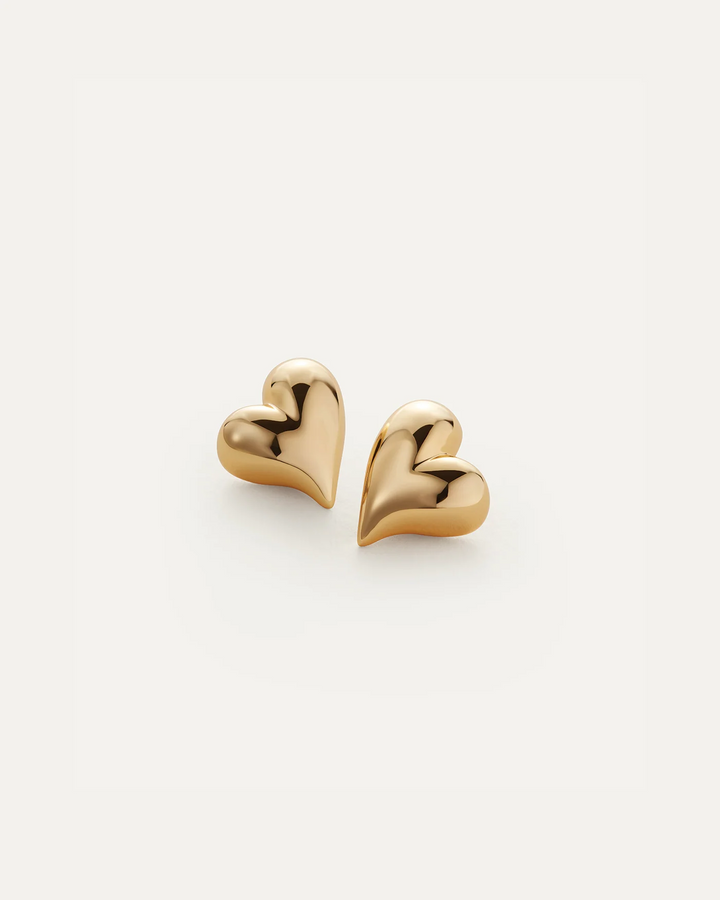 Jenny Bird Art Heart Symmetrical Button Earring Gold