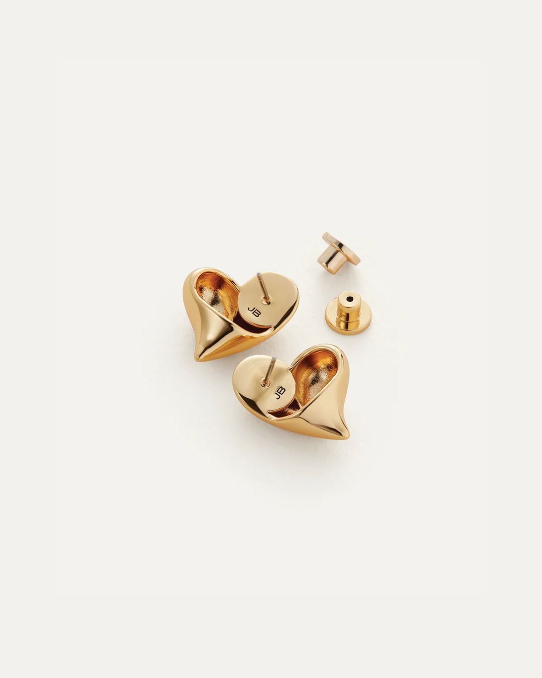 Jenny Bird Art Heart Symmetrical Button Earring Gold