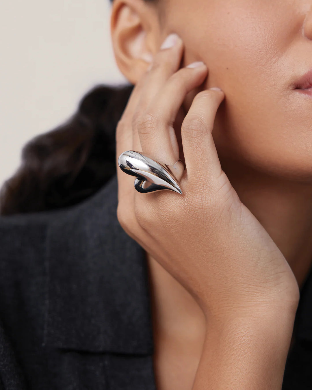 Jenny Bird Puffy Heart Ring Silver - EQUATION 