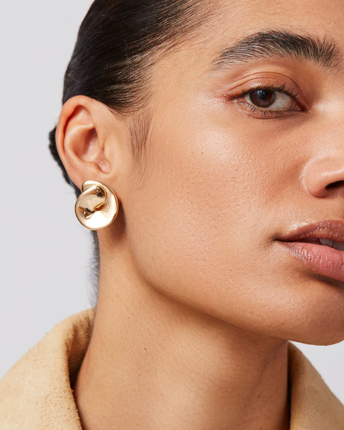 Jenny Bird Gold Rio Button Earrings