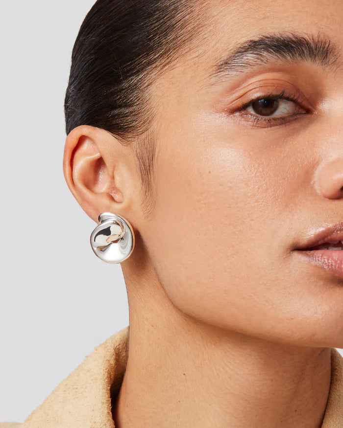 Jenny Bird Silver Rio Button Earrings