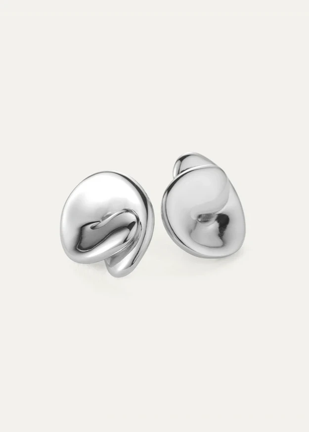 Jenny Bird Silver Rio Button Earrings