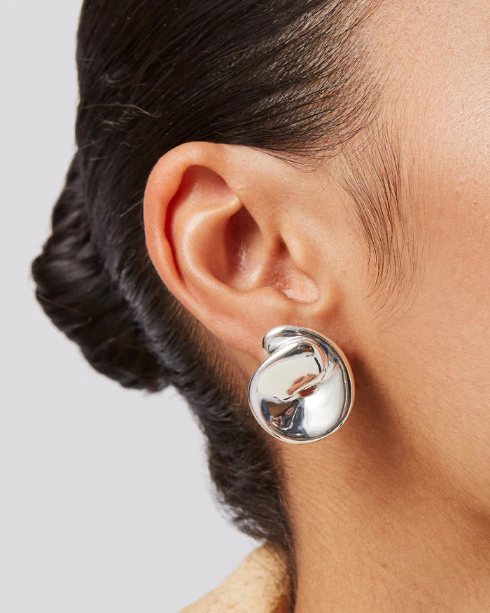 Jenny Bird Silver Rio Button Earrings