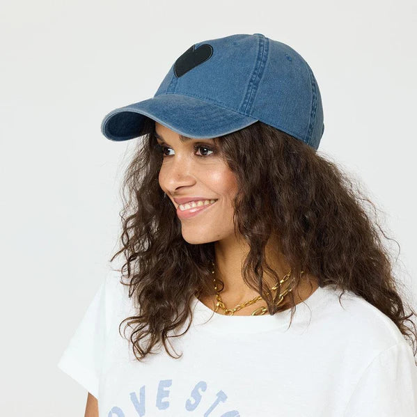Kerri Rosenthal Baseball Hat Denim Imperfect Heart