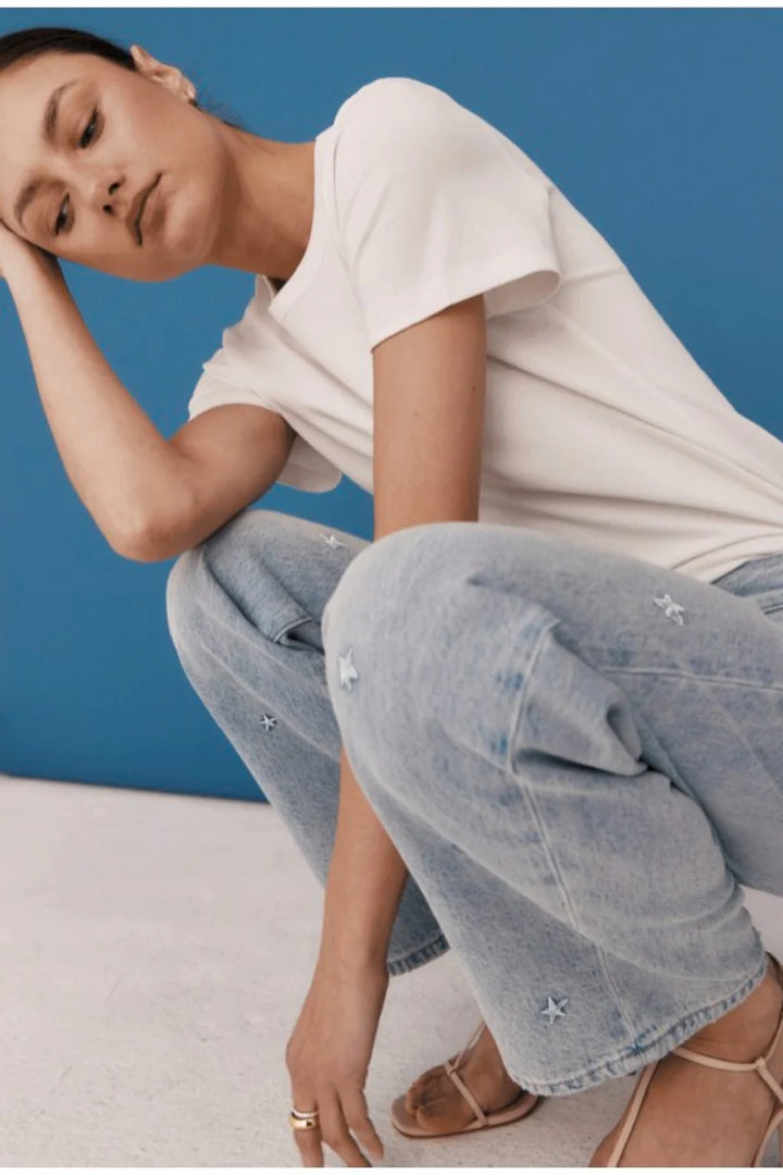 Pistola Lexi Mid Rise Bowed Straight Jean