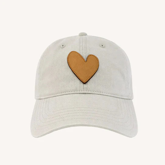 Kerri Rosenthal Imperfect Leather Heart Hat - Light Gray - Camel