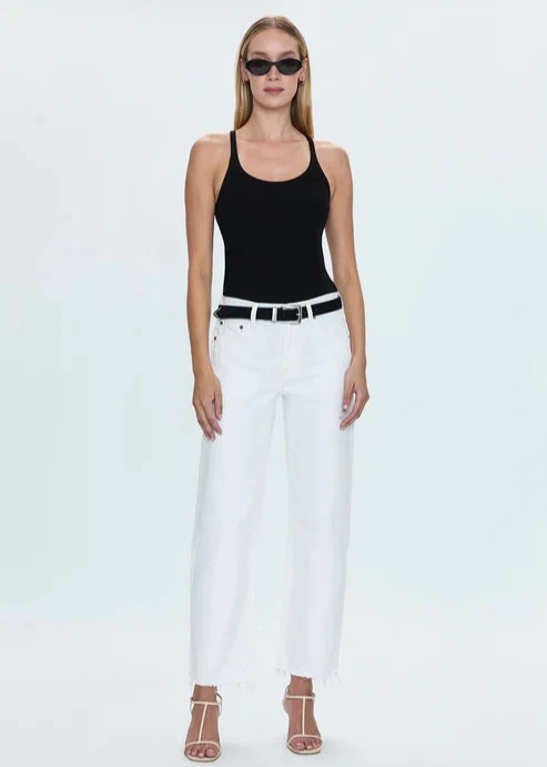 Pistola Lexi Mid Rise Bowed Jean Luxe White Vintage