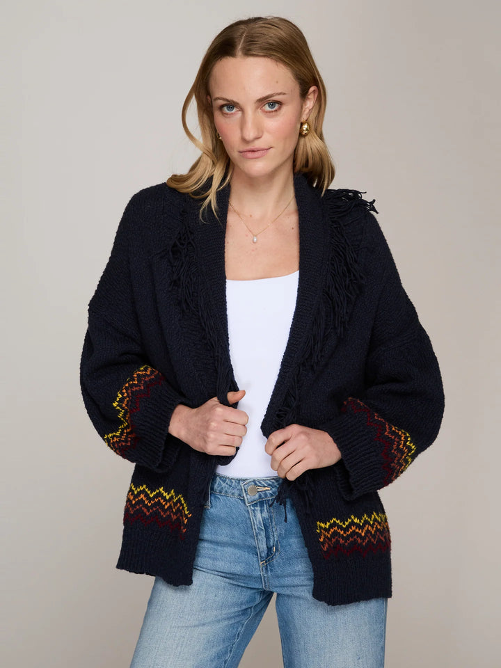 Autumn Cashmere Sunrise Fringed Shawl Collar Throw