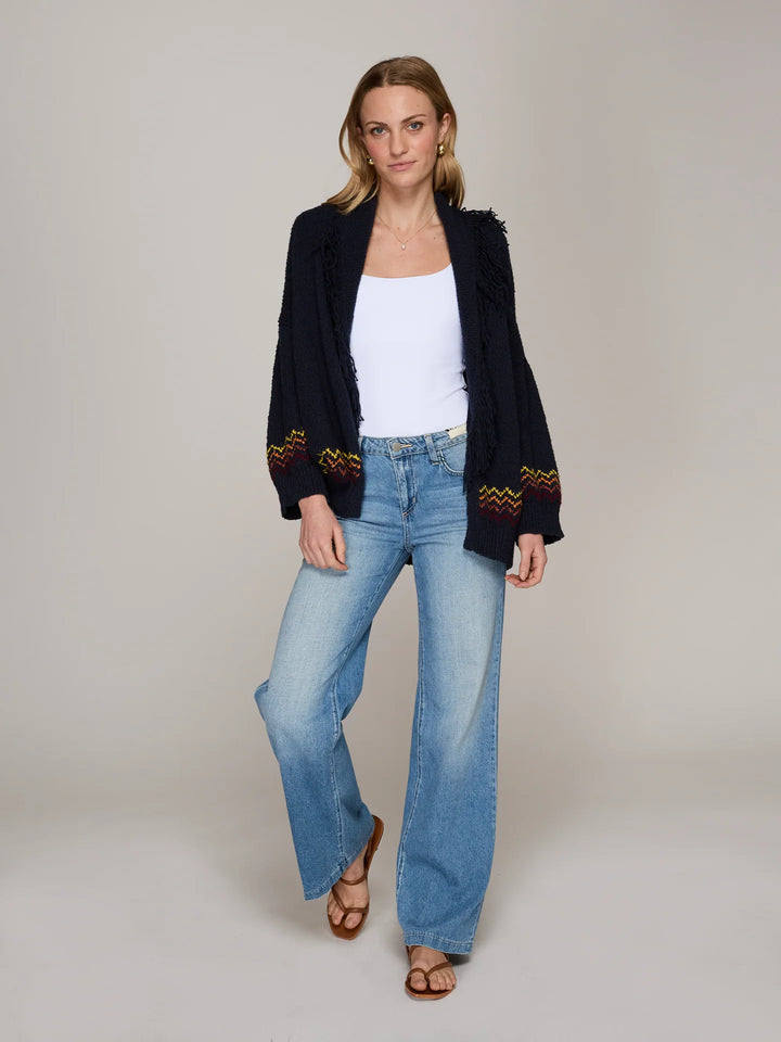 Autumn Cashmere Sunrise Fringed Shawl Collar Throw