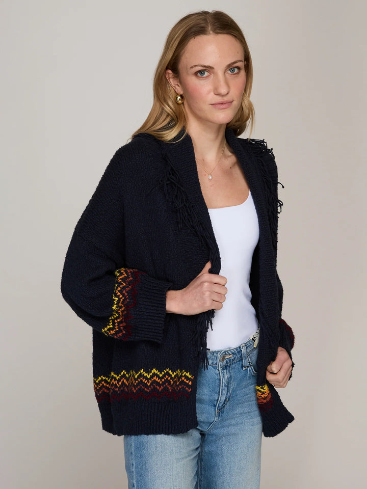 Autumn Cashmere Sunrise Fringed Shawl Collar Throw