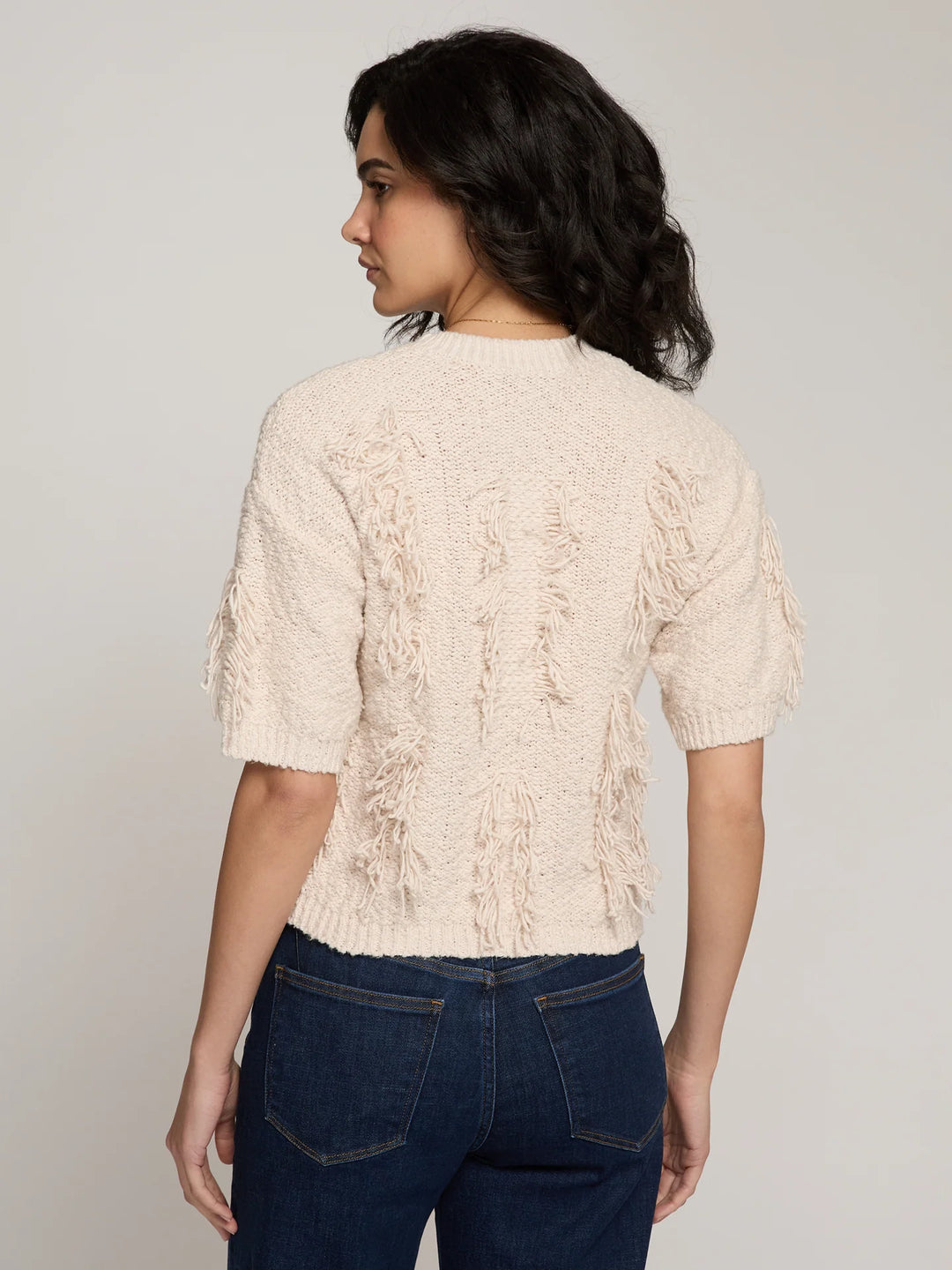 Autumn Cashere Fringe Crew Neck Sweater