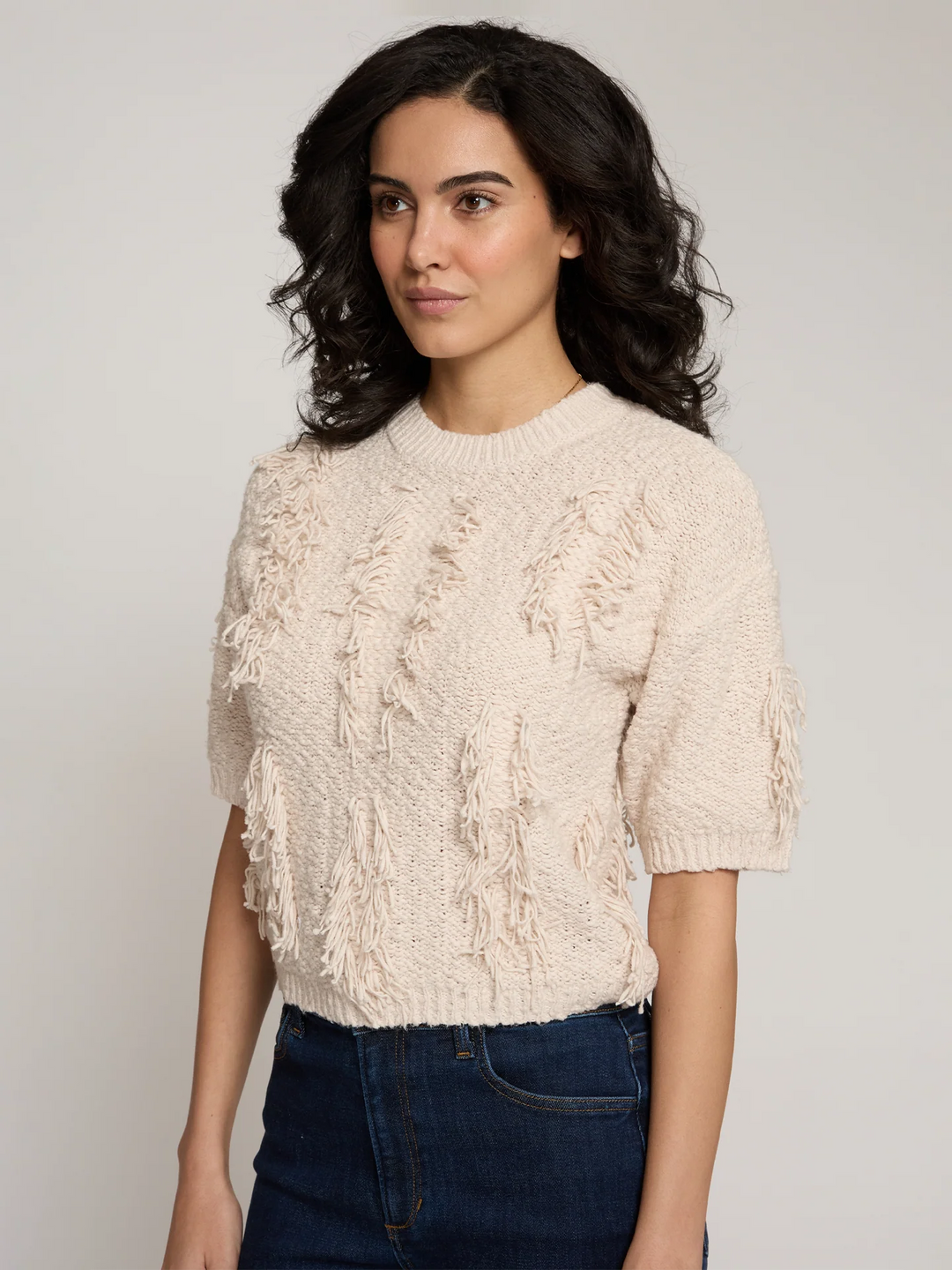 Autumn Cashere Fringe Crew Neck Sweater