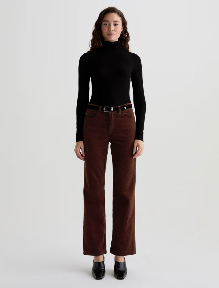 Ag Brinley Corduroy Mid-Rise Straight - Coffee Bean