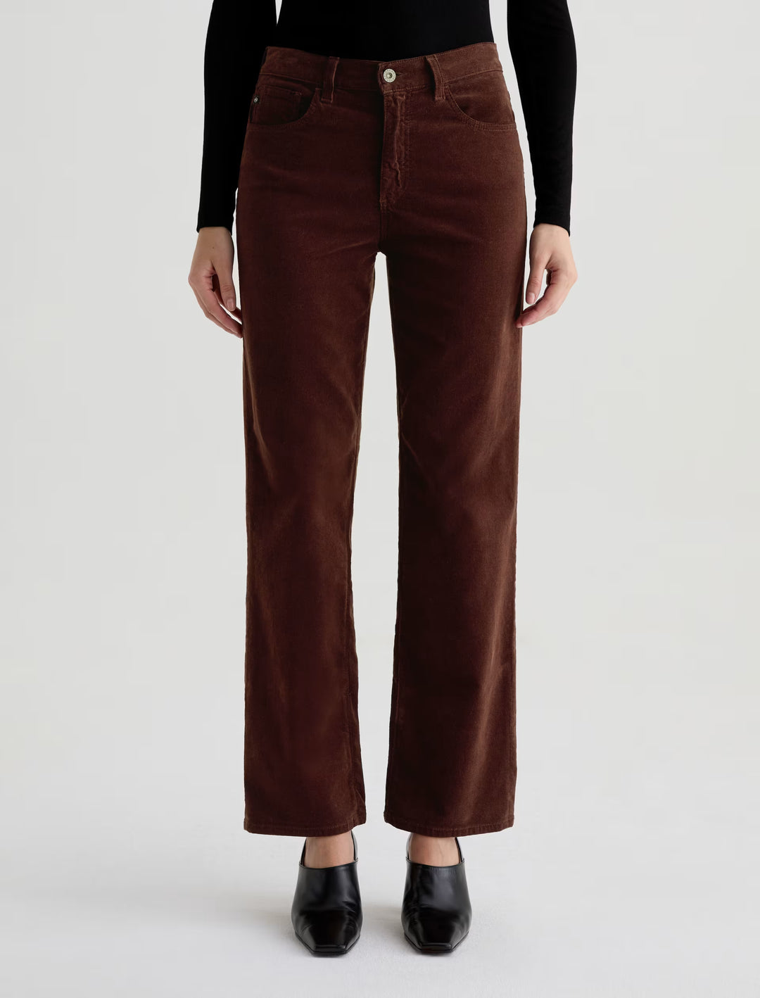 Ag Brinley Corduroy Mid-Rise Straight - Coffee Bean