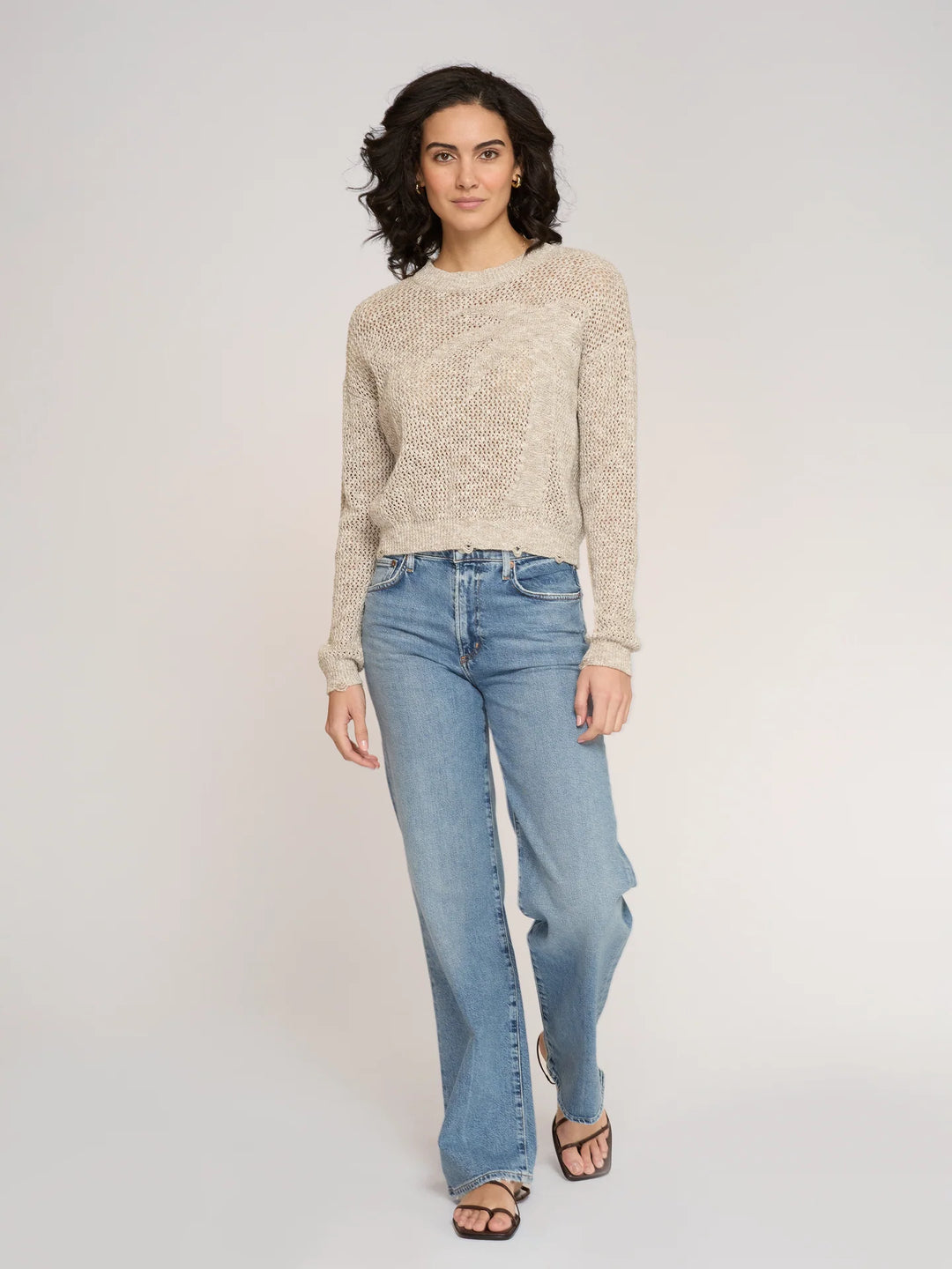 Autumn Cashmere Distressed Palm Tree Crew