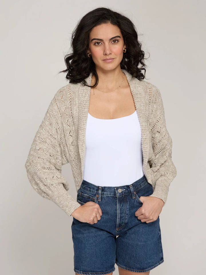 Autumn Cashmere Tweedy Pointelle Cocoon Shrug