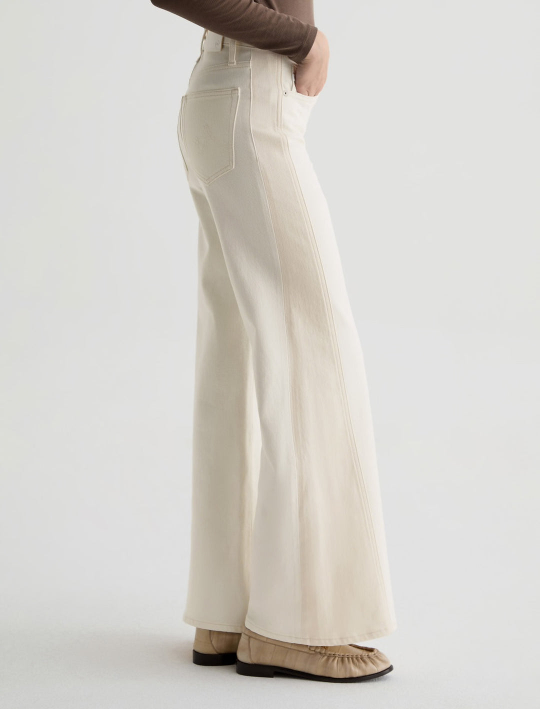 AG Saige Wide Leg Jean Powder/Ecru