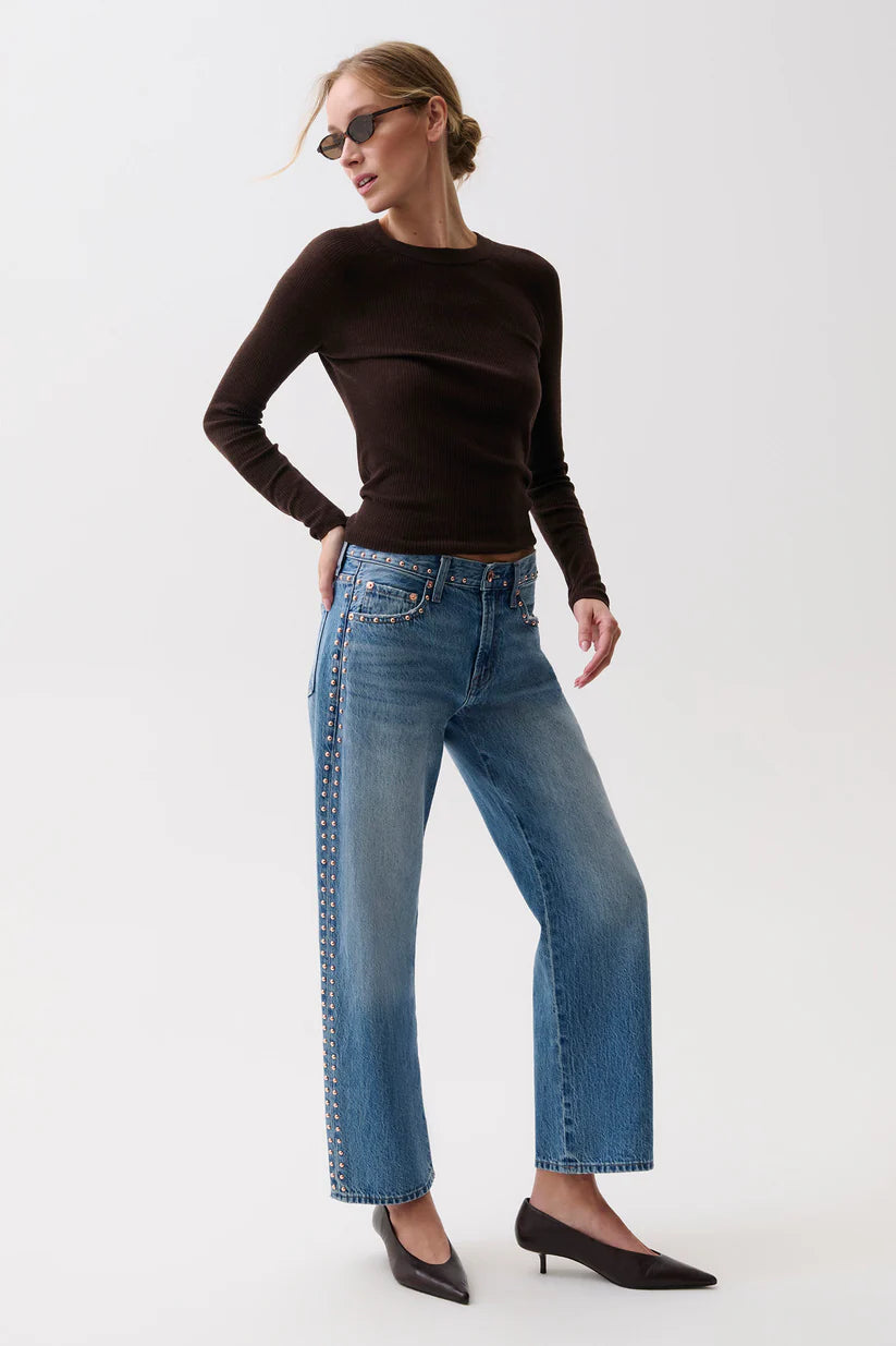 PISTOLA LEXI MID RISE BOWED STRAIGHT - STAR STUDDED