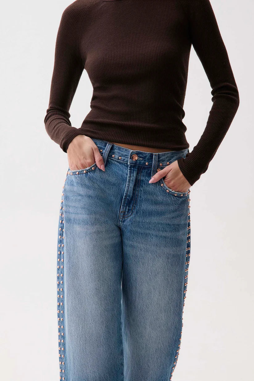 PISTOLA LEXI MID RISE BOWED STRAIGHT - STAR STUDDED