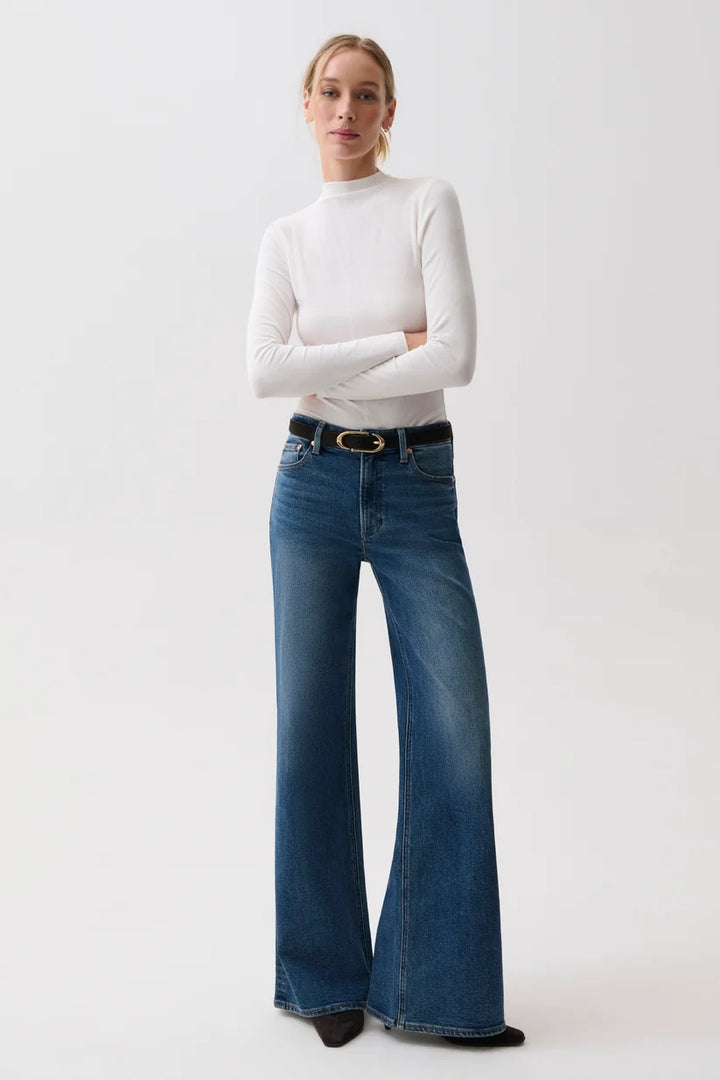 Pistola Vivian Mid Rise Wide Leg Jeans - Blue Depths