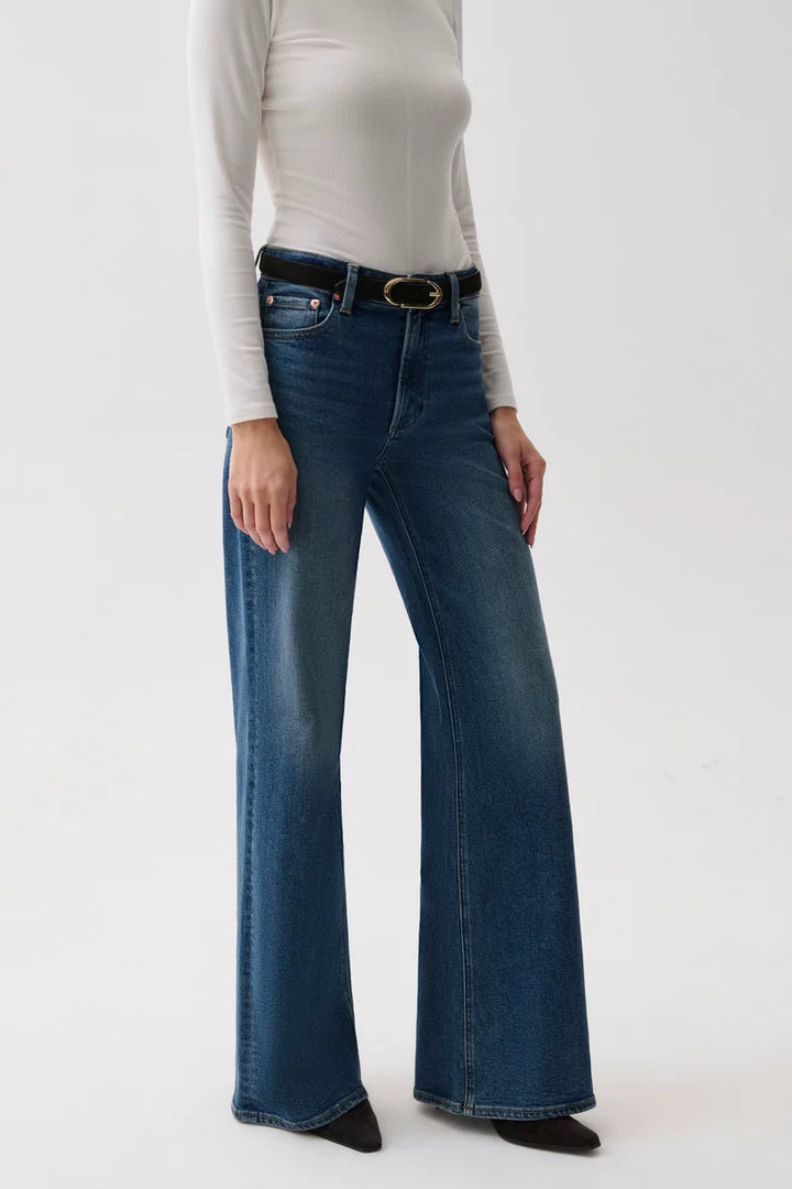Pistola Vivian Mid Rise Wide Leg Jeans - Blue Depths