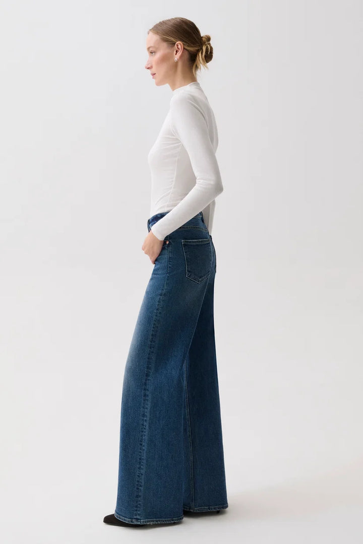 Pistola Vivian Mid Rise Wide Leg Jeans - Blue Depths