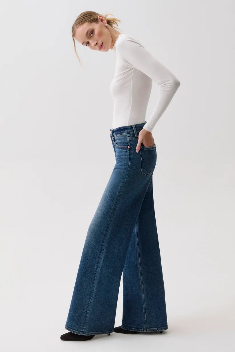 Pistola Vivian Mid Rise Wide Leg Jeans - Blue Depths